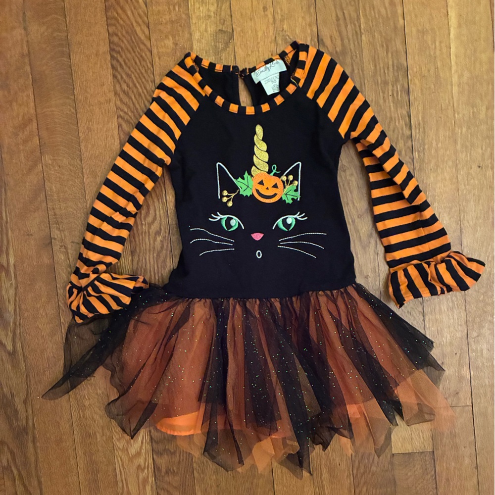 Emily Rose Black and Orange Cat Costume with Tutu